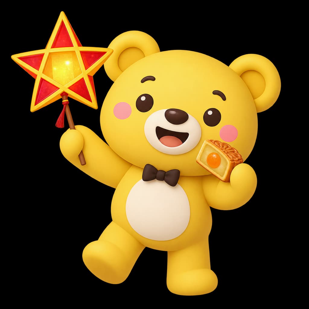 EHStudy bear with a star lantern and a mooncake